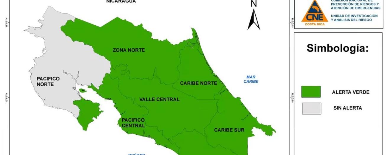 La CNE declara Alerta Verde por lluvias 