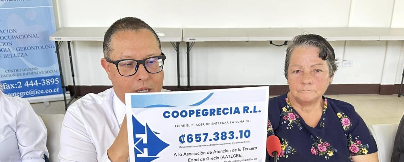 Coopegrecia R.L dona a Aategre ₡657.383 