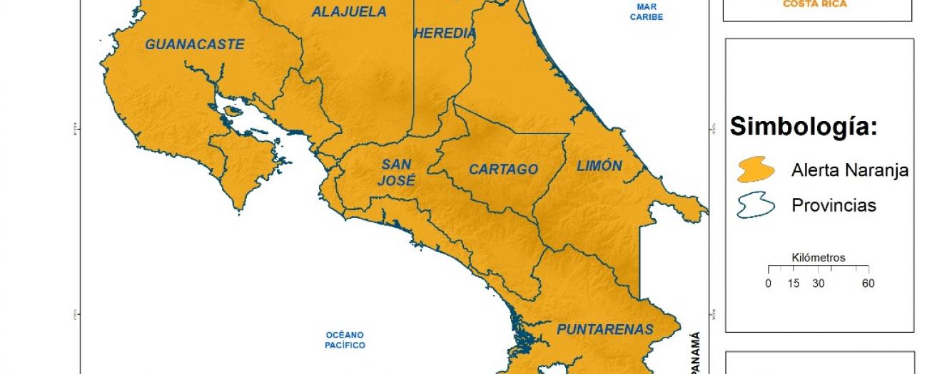 CNE mantiene Alerta Naranja para los 82 cantones 